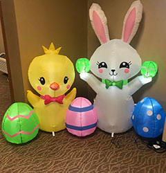easter blowup bunny and chick